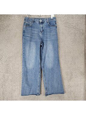 HDLTE Jeans Womens Large Blue Stretch Denim Wide Leg